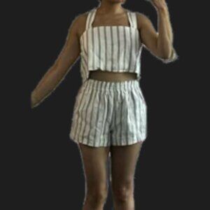 Reformation Linen Short Set in Harbor Stripe